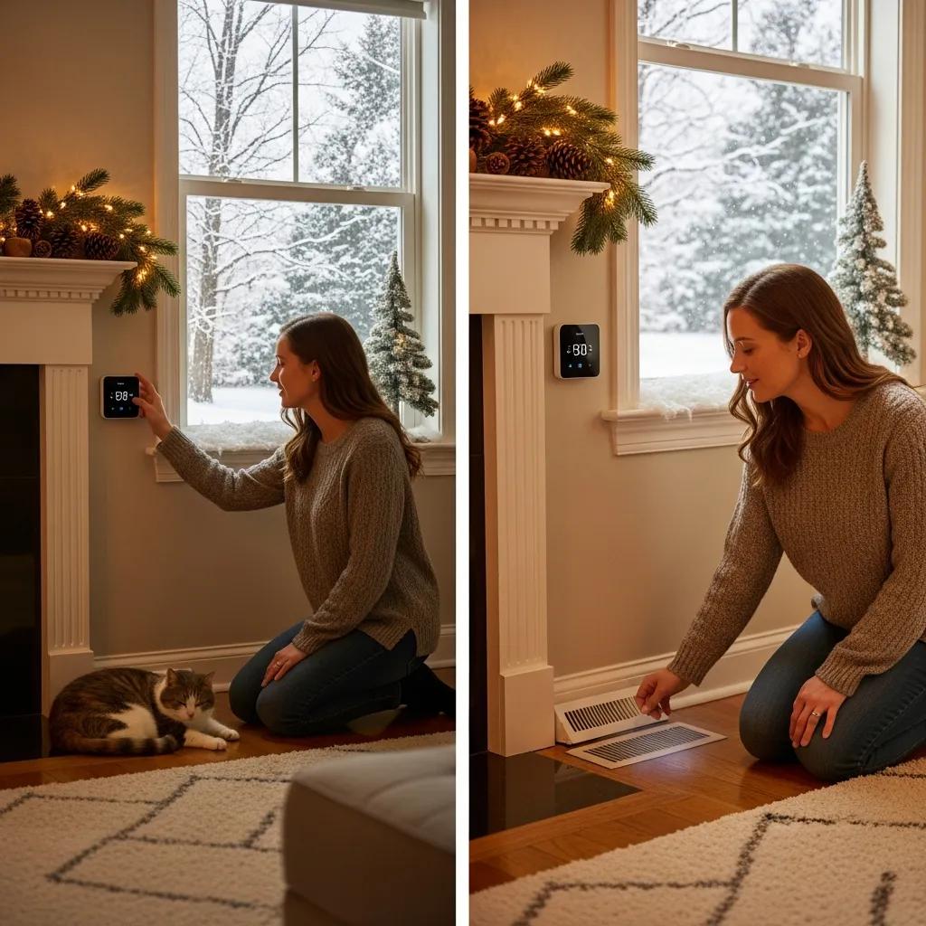 Annual HVAC Tune-Up Checklist for Homeowners 3 Homeowner preparing HVAC system for winter, illustrating seasonal maintenance tips